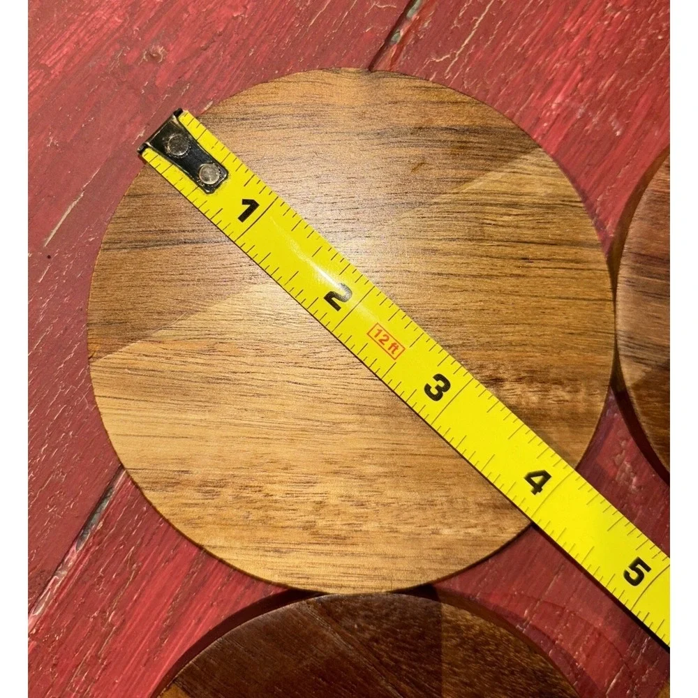 4 Pk Acacia Wood‎ Coasters Set